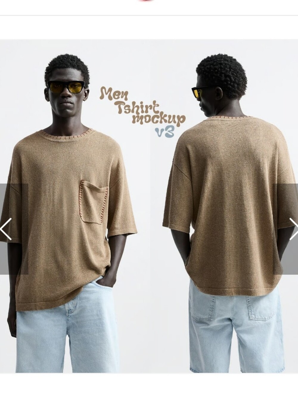 Zara Oversized Pocket Knit Sweater Tee in Brown